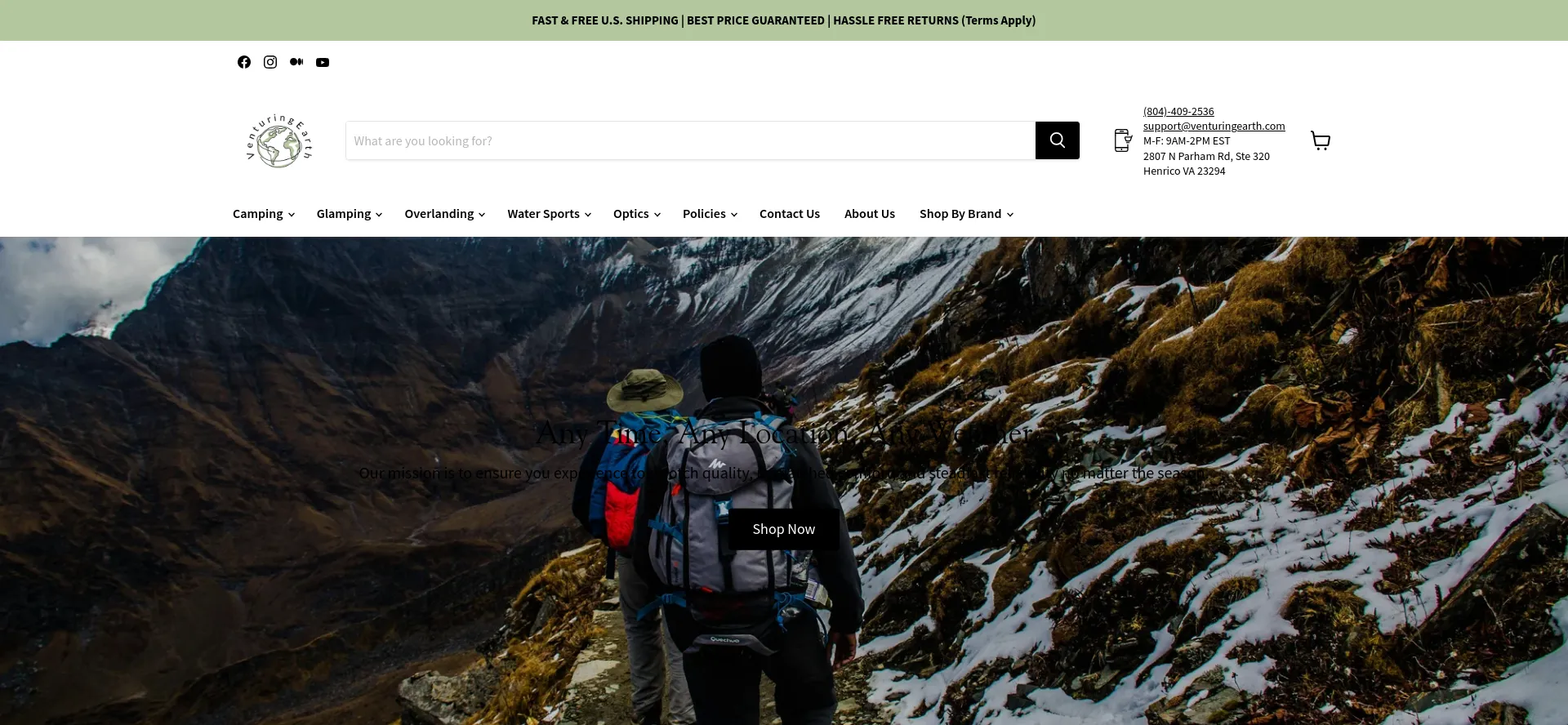 Website screenshot of Venturingearth.com