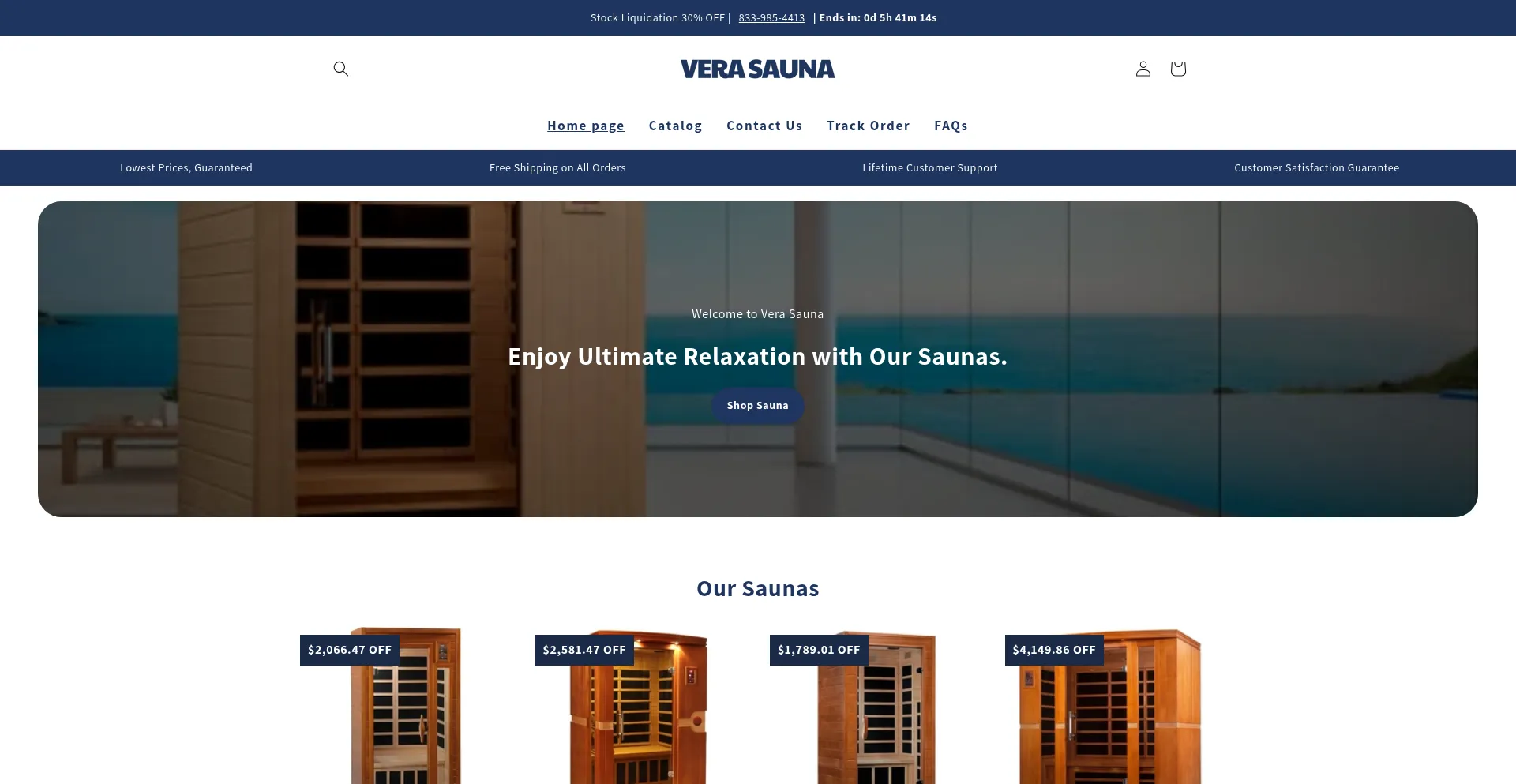 Website screenshot of Verasauna.com