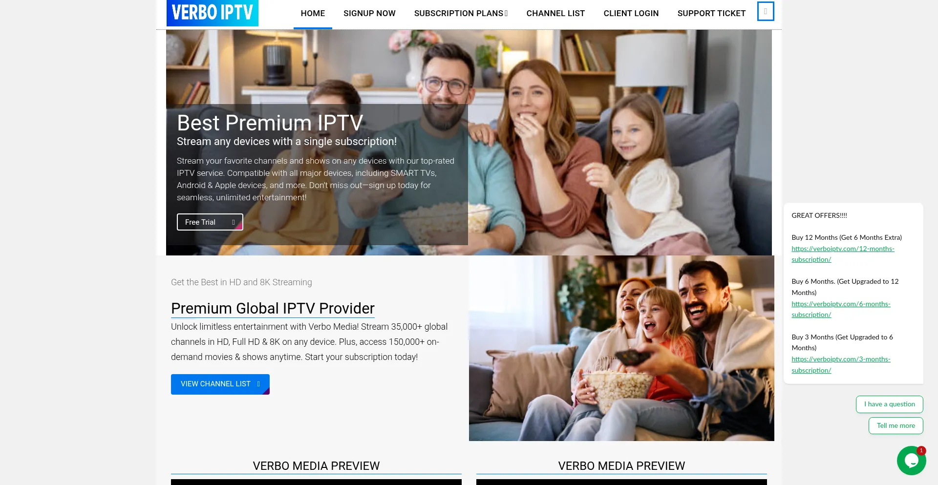 Website screenshot of Verboiptv.net