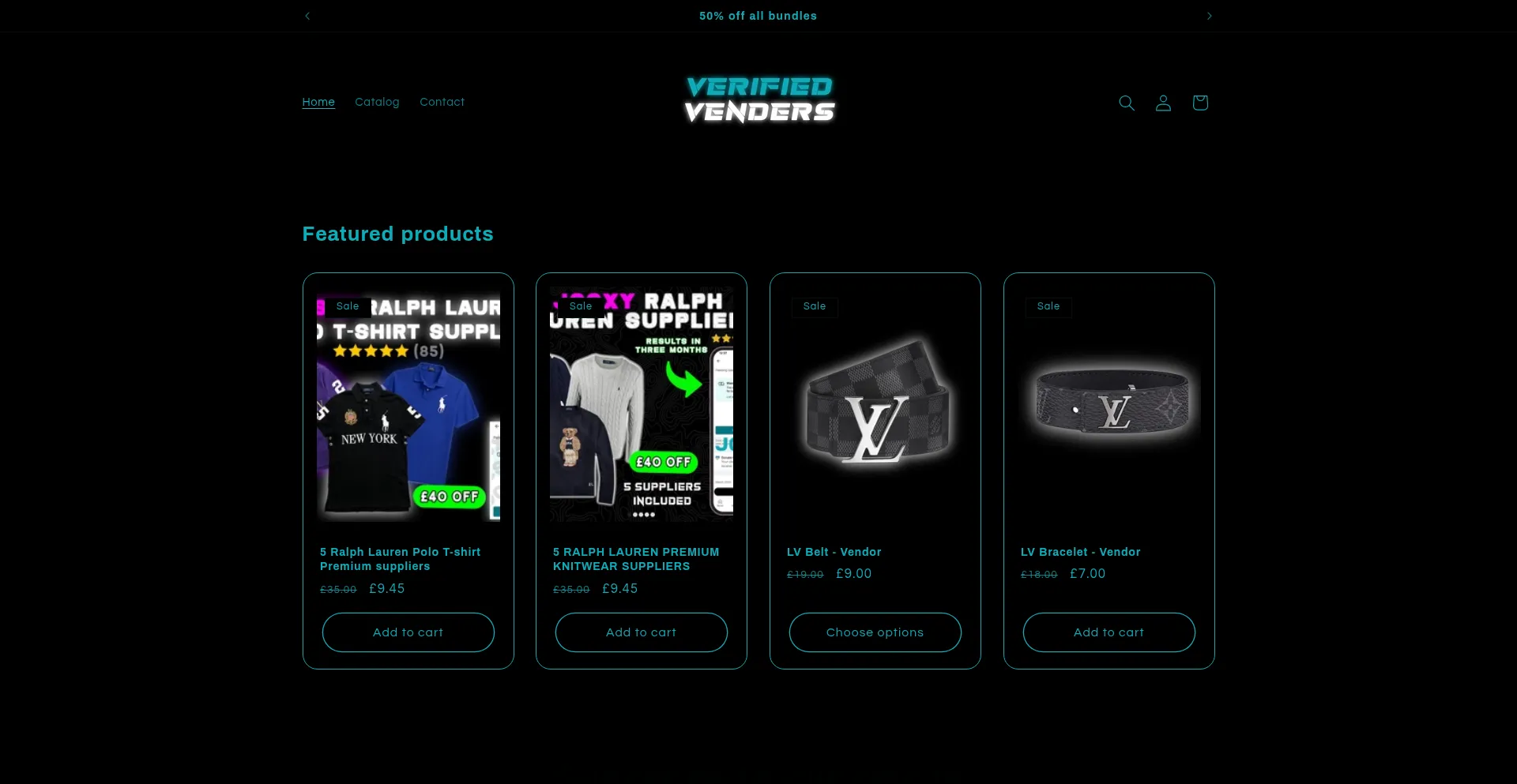 Website screenshot of Verifiedvenders.store
