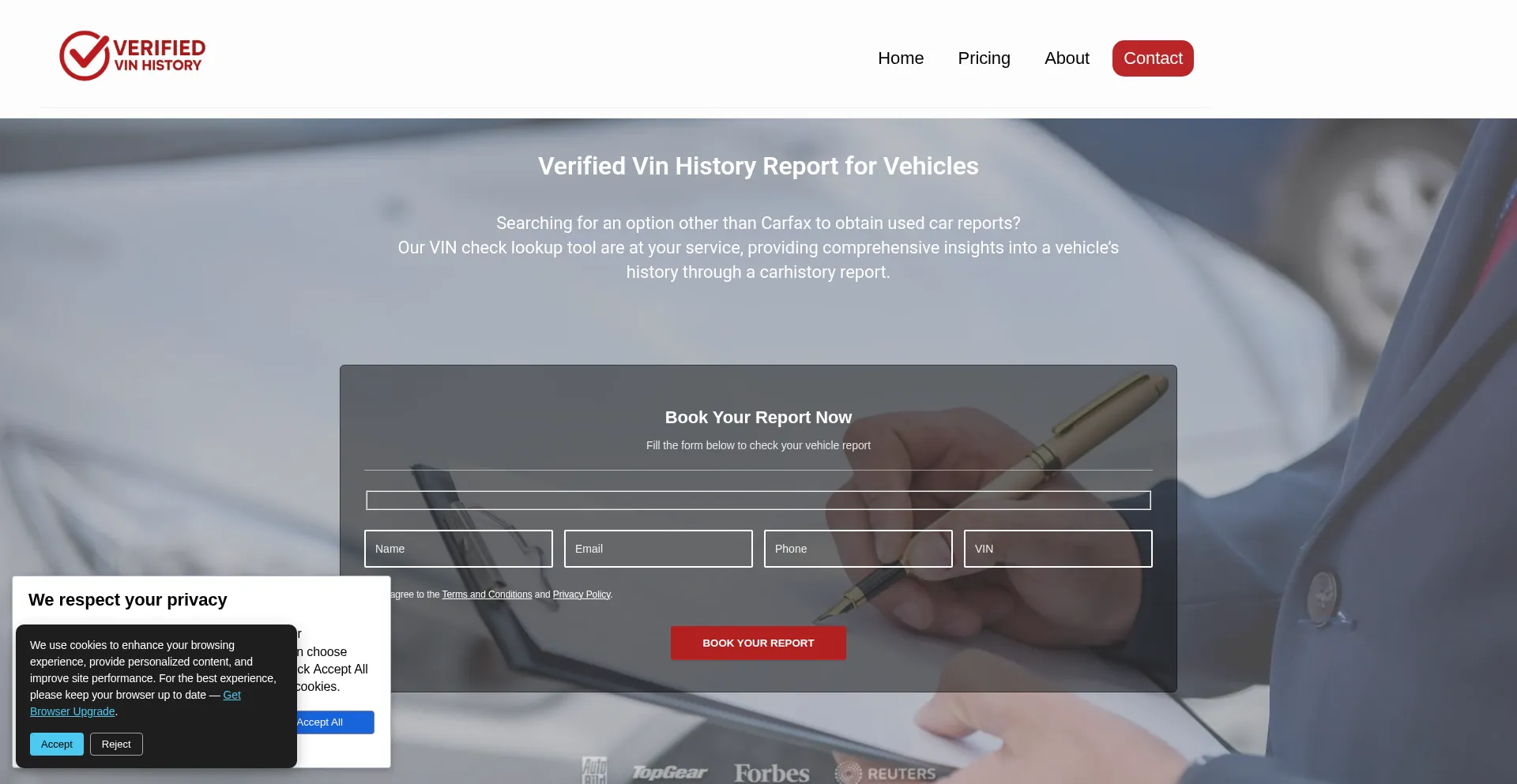 Verifiedvinhistory.com Screenshot