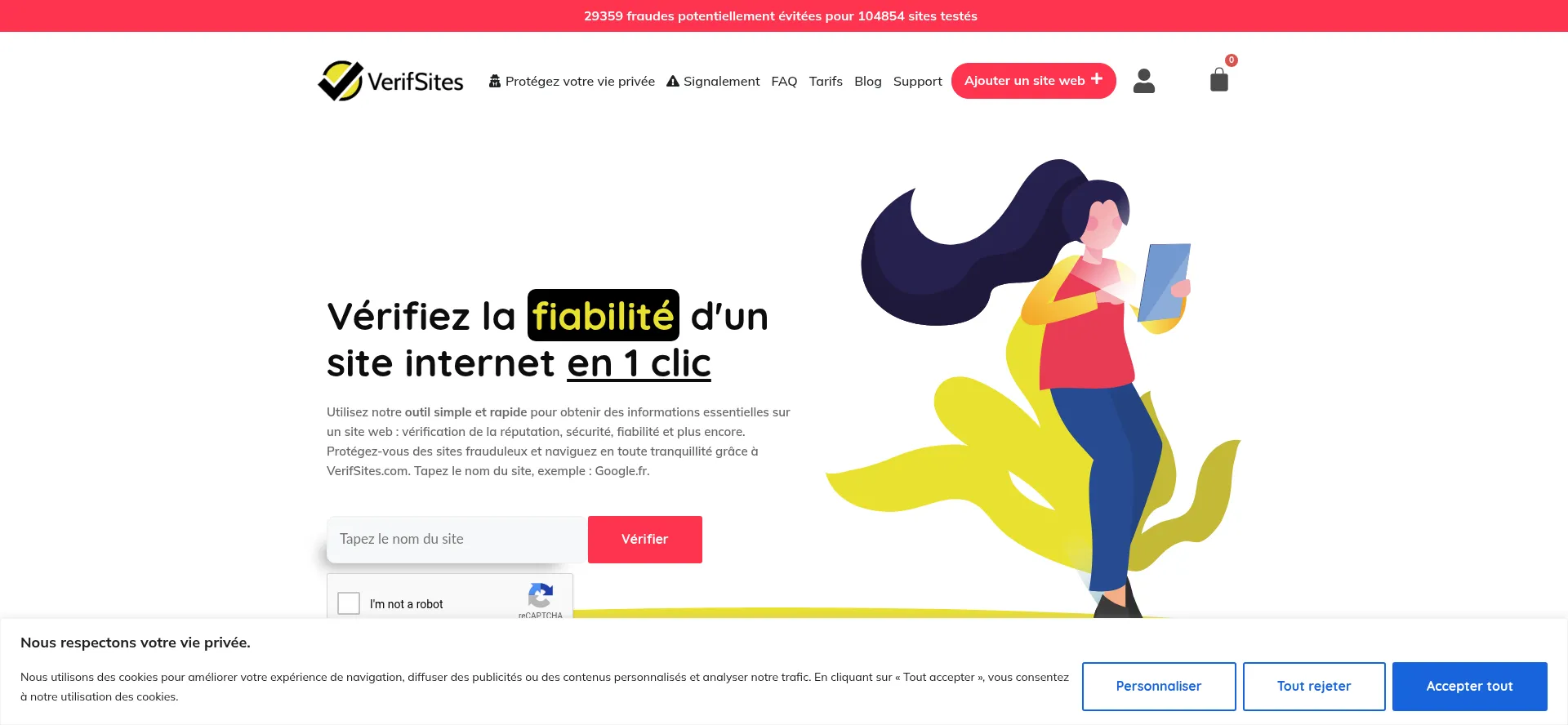 Website screenshot of Verifsites.com