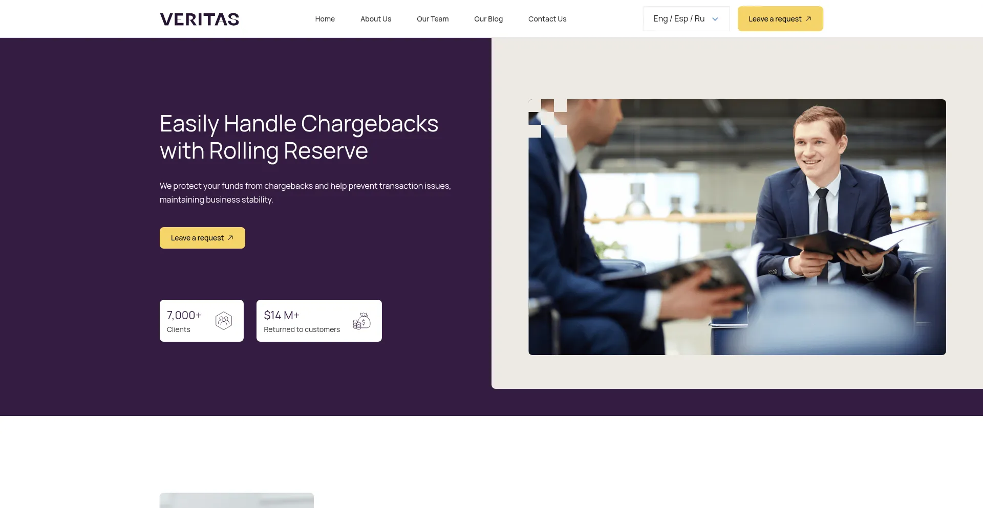 Website screenshot of Veritas-limited.net