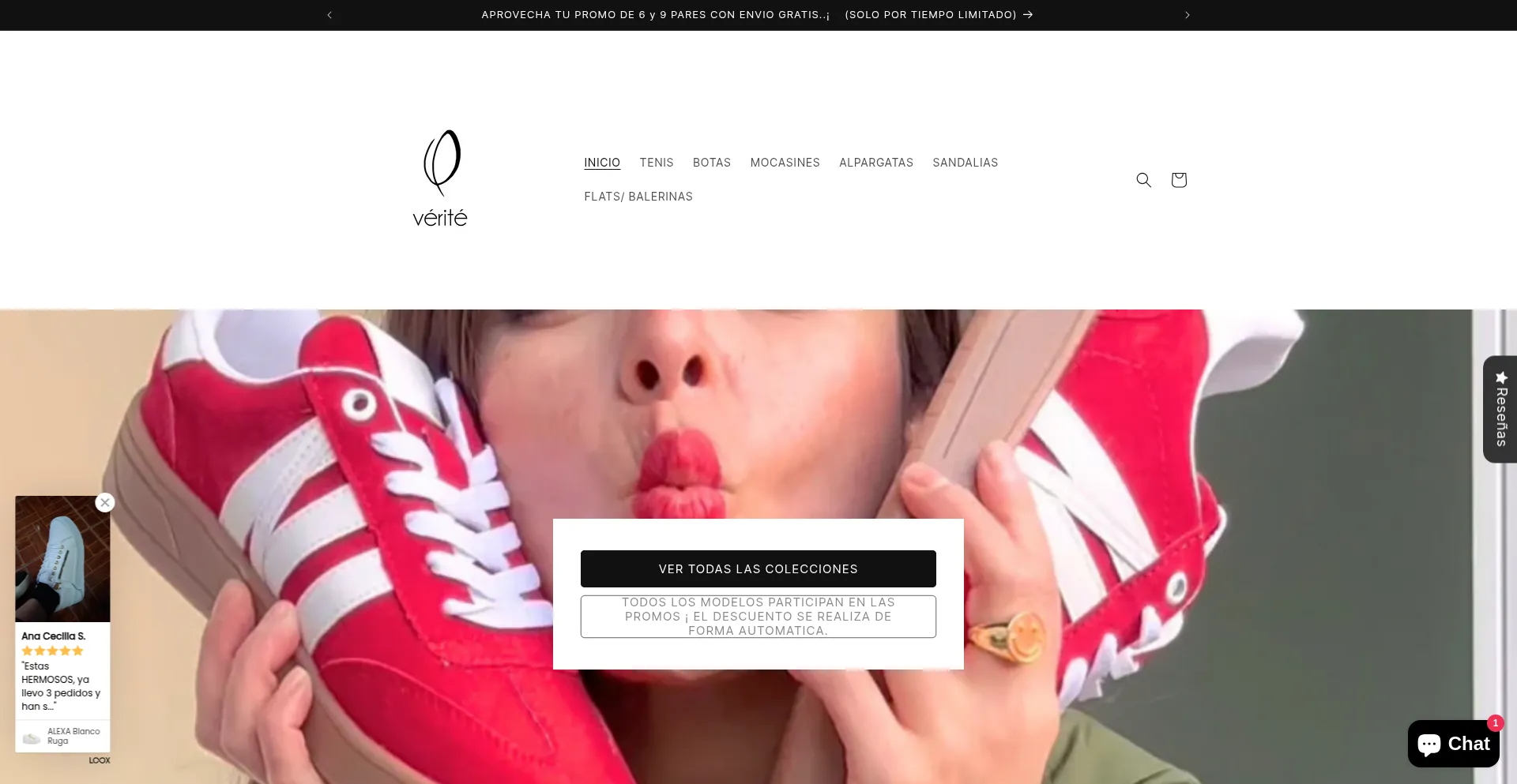 Website screenshot of Veriteshoes.com