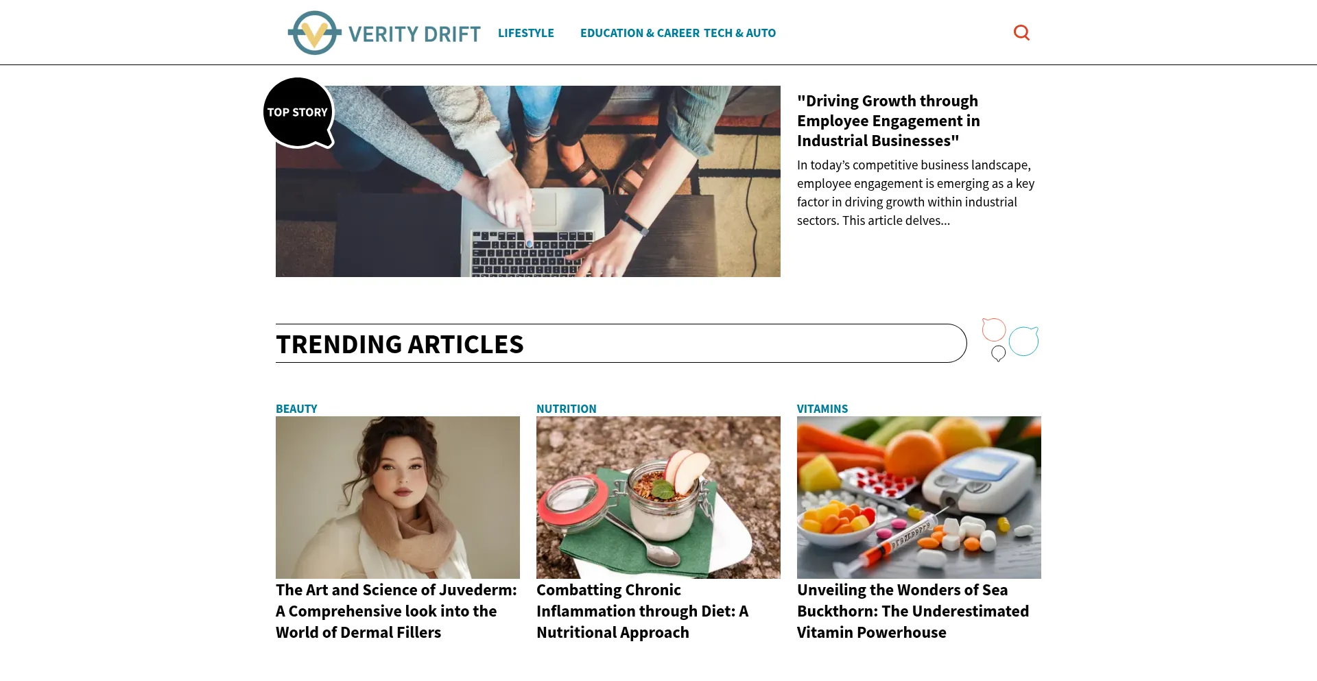 Website screenshot of Veritydrift.com