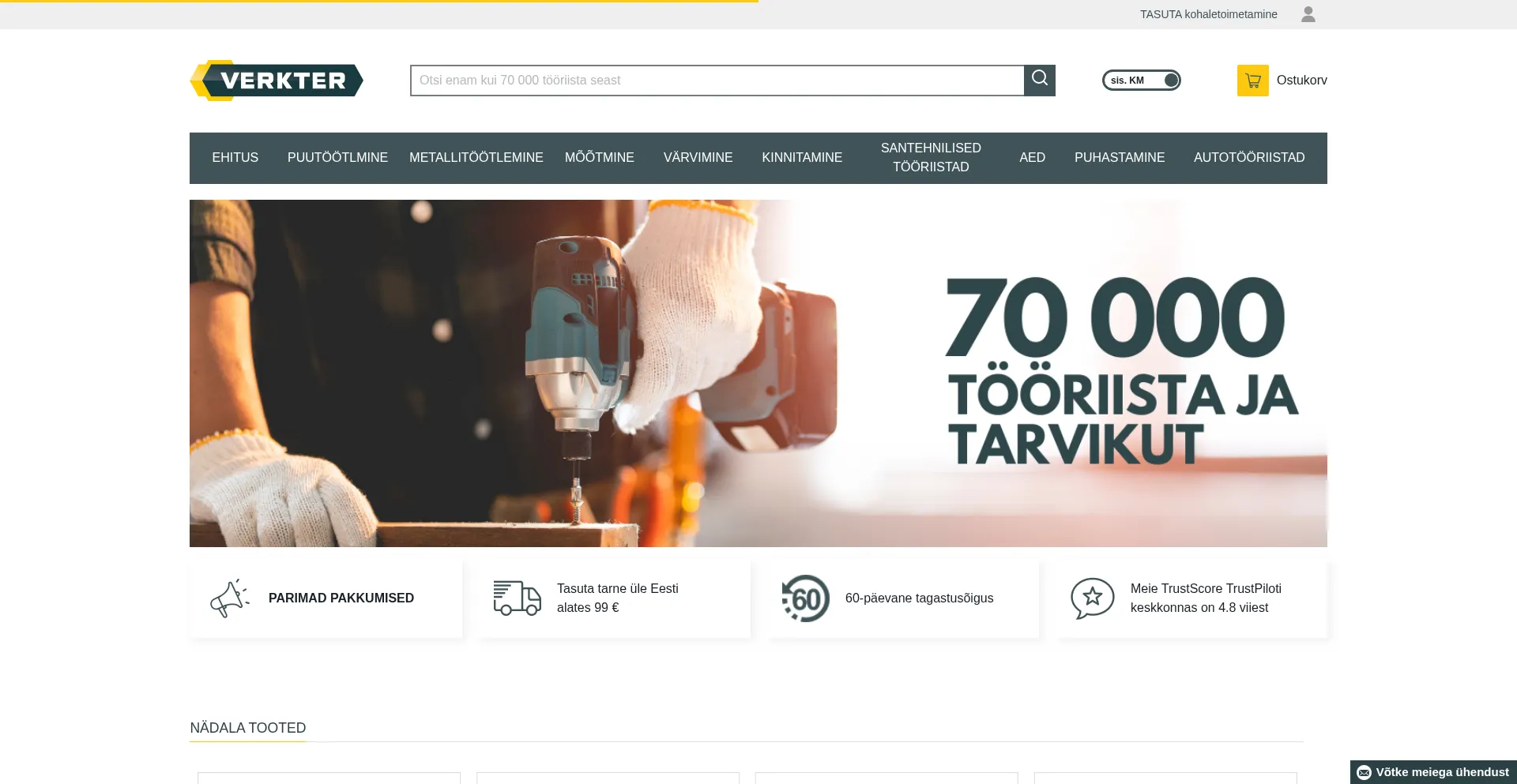 Website screenshot of Verkter.ee