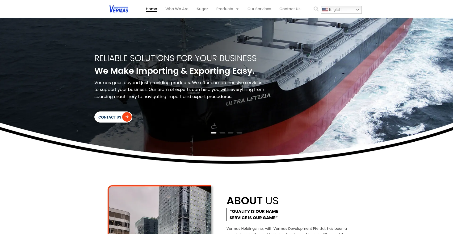 Website screenshot of Vermasgroup.com