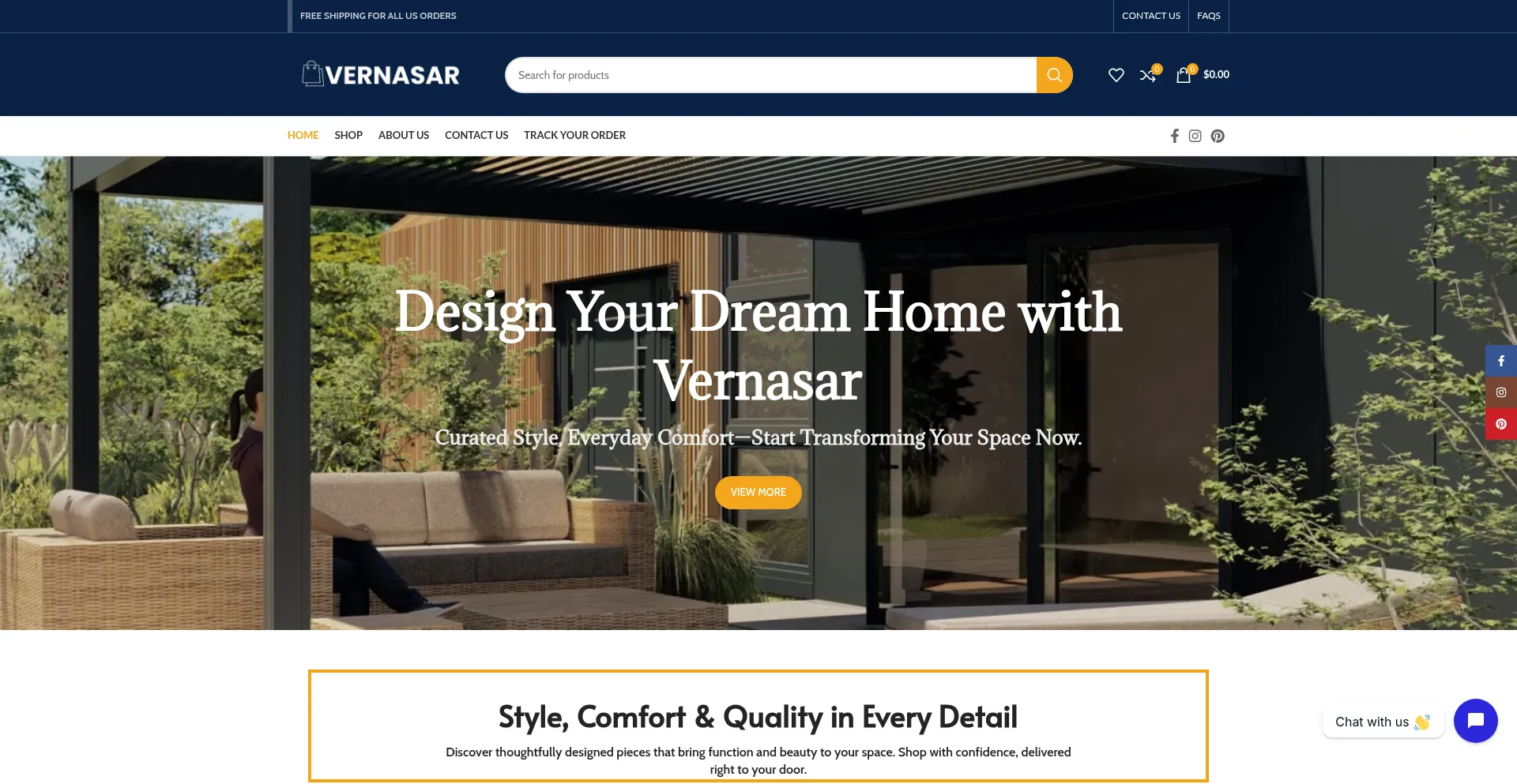 Website screenshot of Vernasar.com