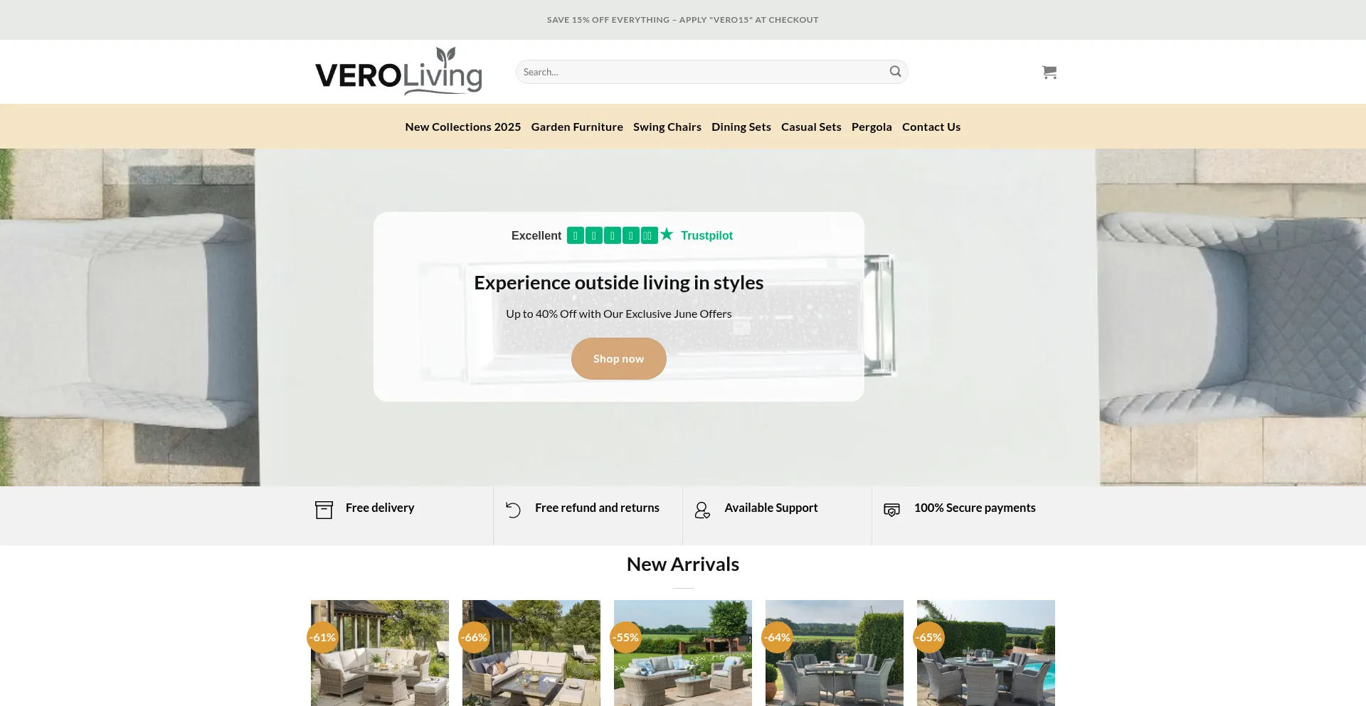Website screenshot of Vero-furniture.com