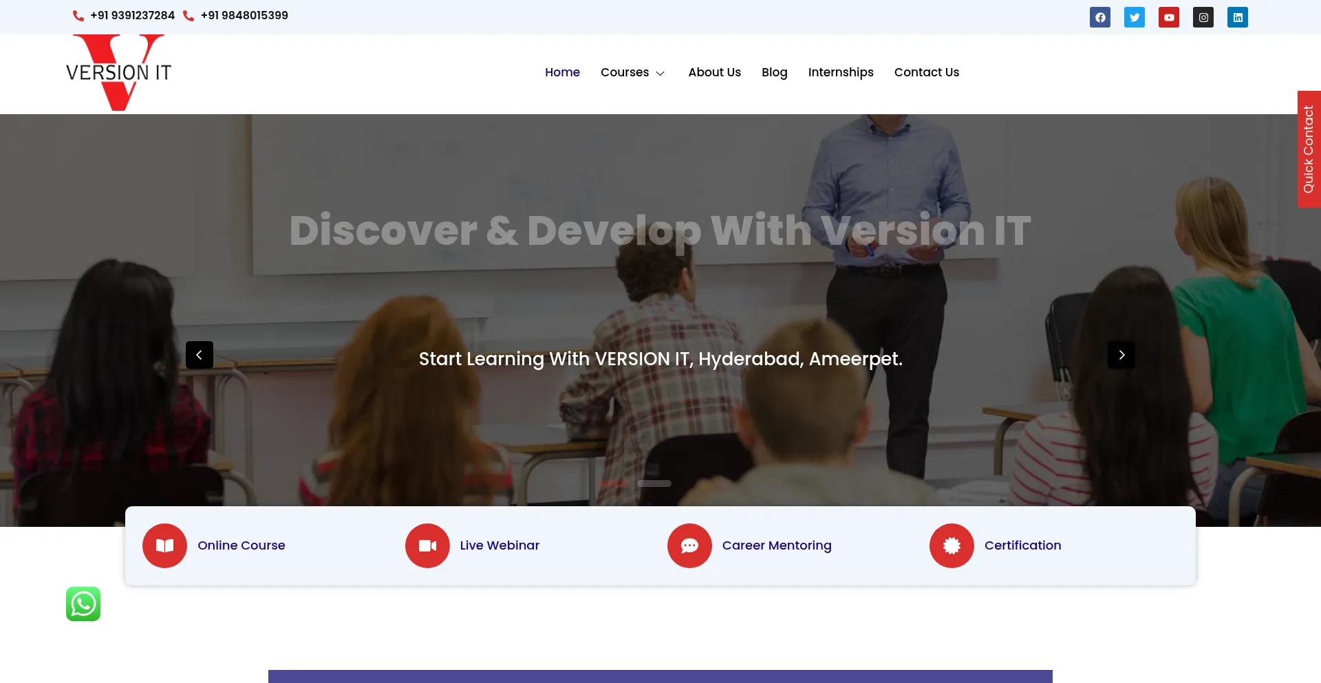 Website screenshot of Versionit.co.in