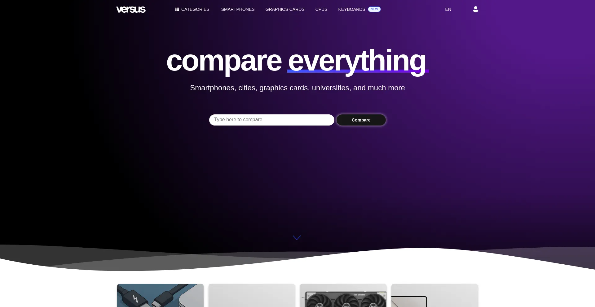 Website screenshot of Versus.com
