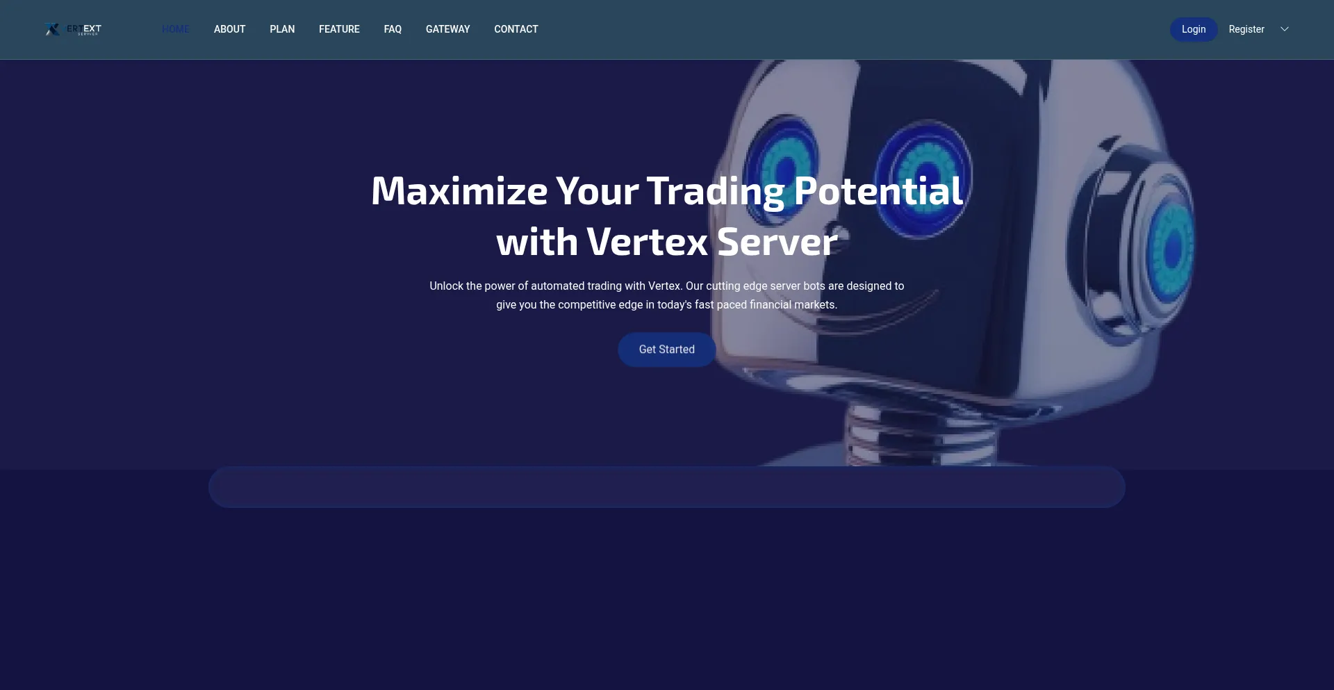 Website screenshot of Vertextserver.com