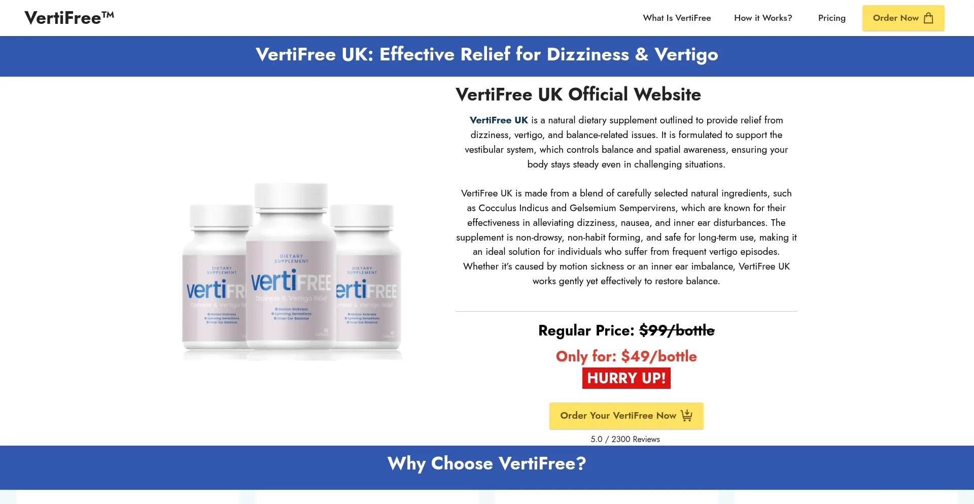 Website screenshot of Vertifree.co.uk