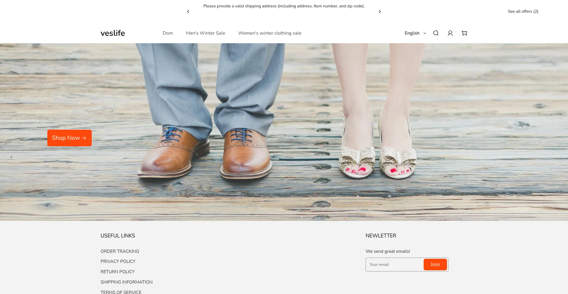 Website screenshot of Veslife.shop