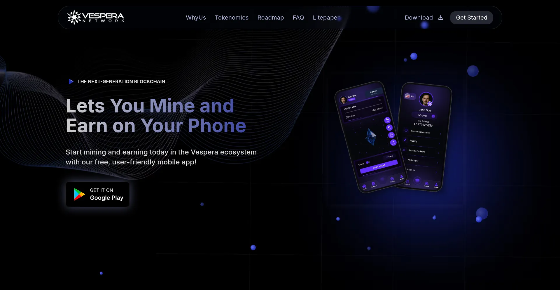 Website screenshot of Vesperanetwork.com