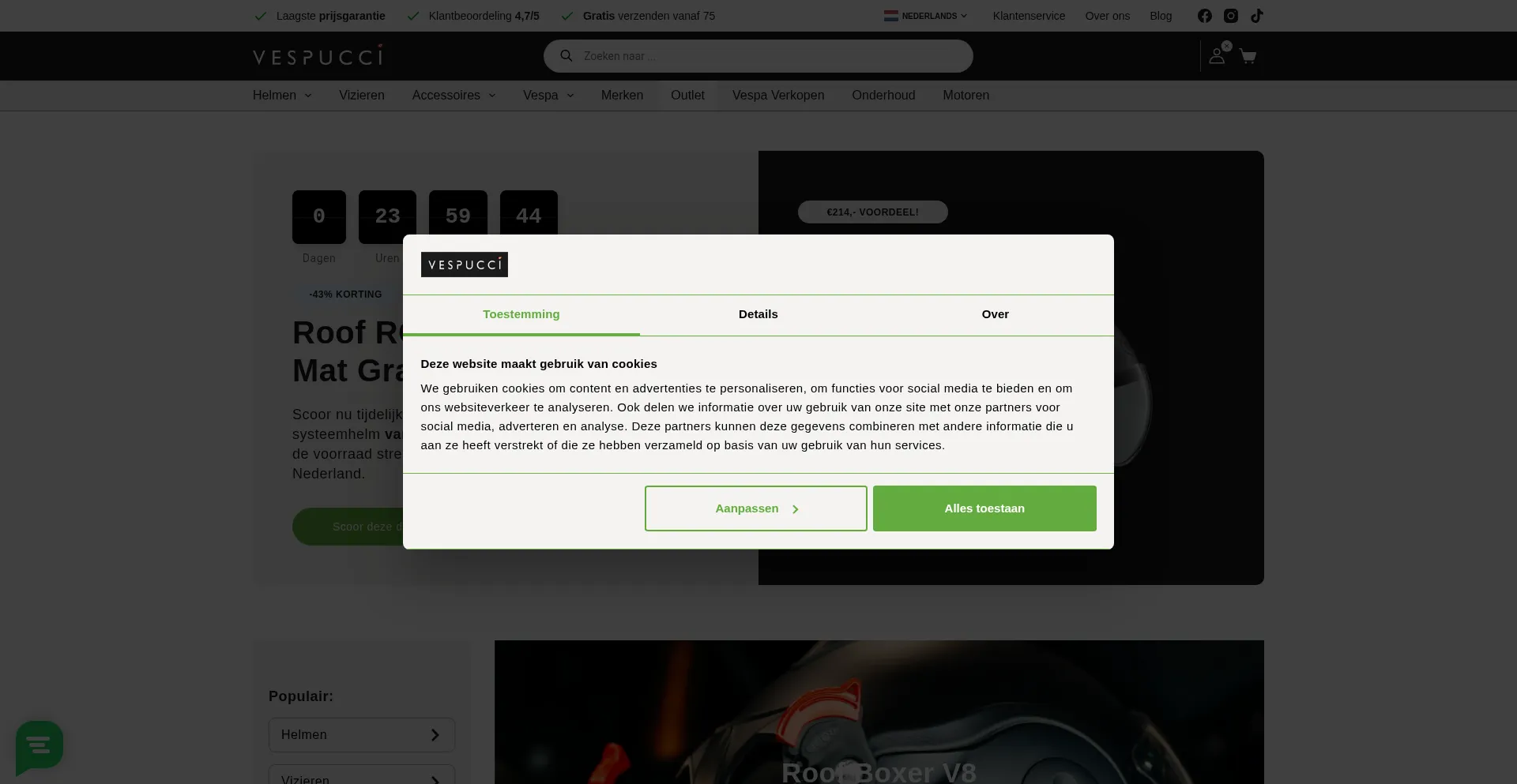 Website screenshot of Vespuccinederland.nl