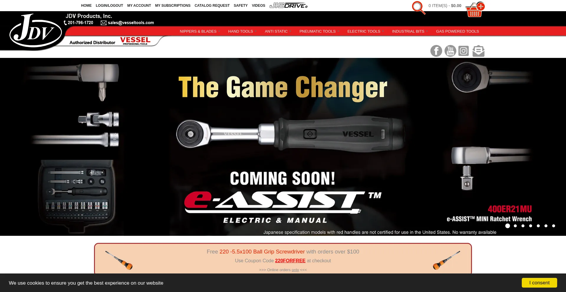 Website screenshot of Vesseltools.com