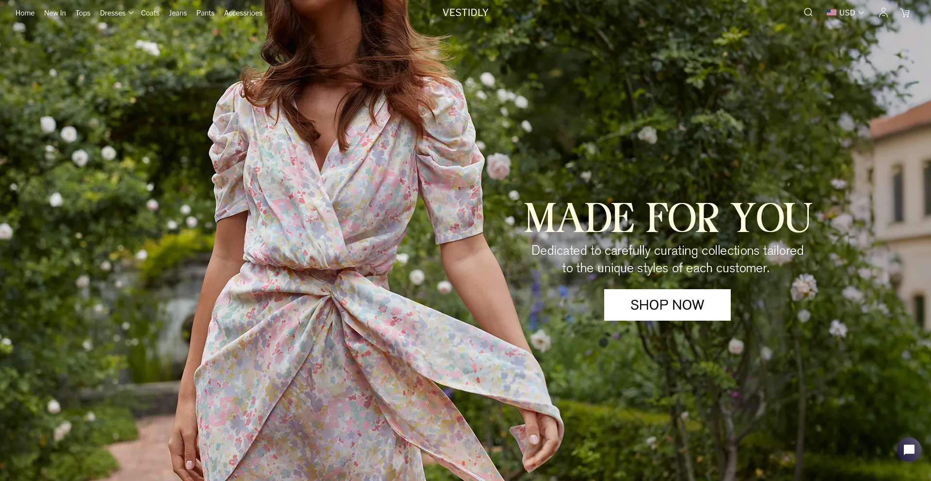 Website screenshot of Vestidly.com