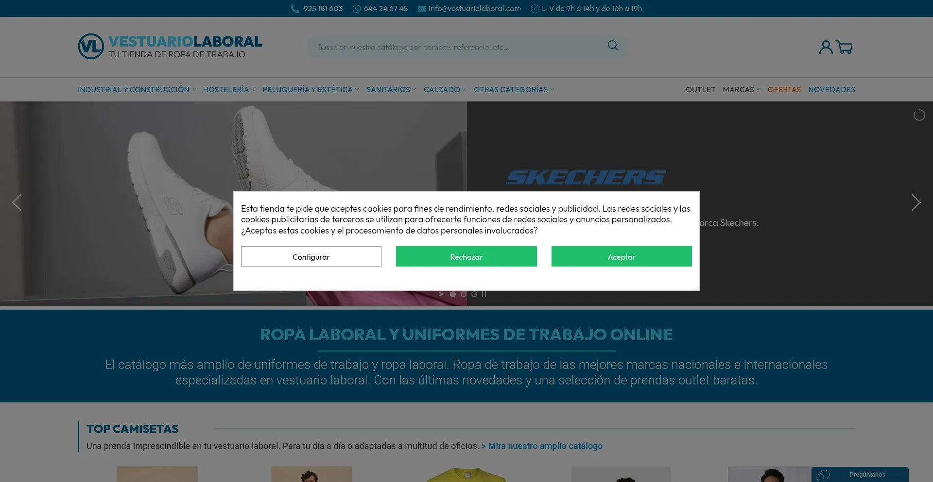 Website screenshot of Vestuariolaboral.com