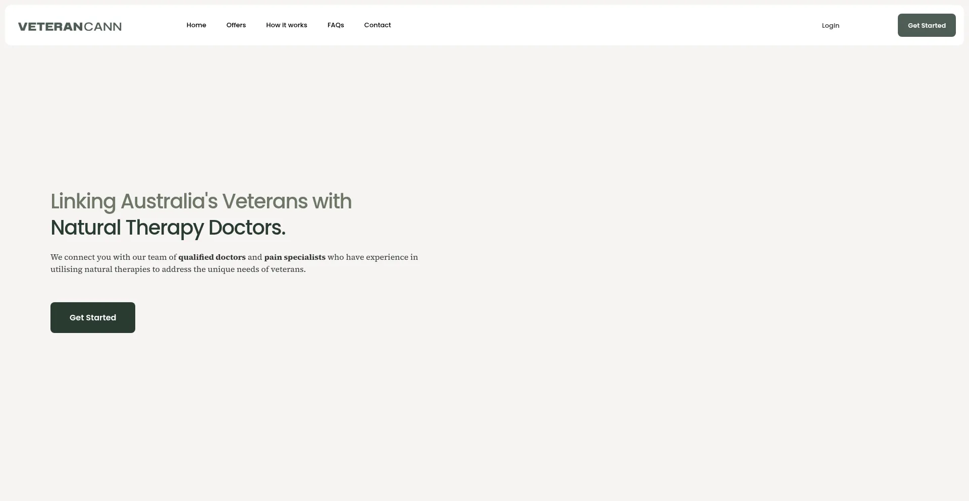 Website screenshot of Veterancann.com.au