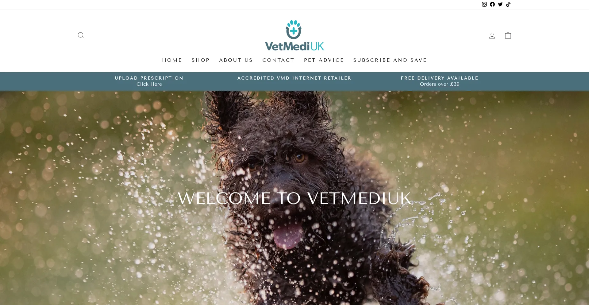 Website screenshot of Vetmedi.co.uk