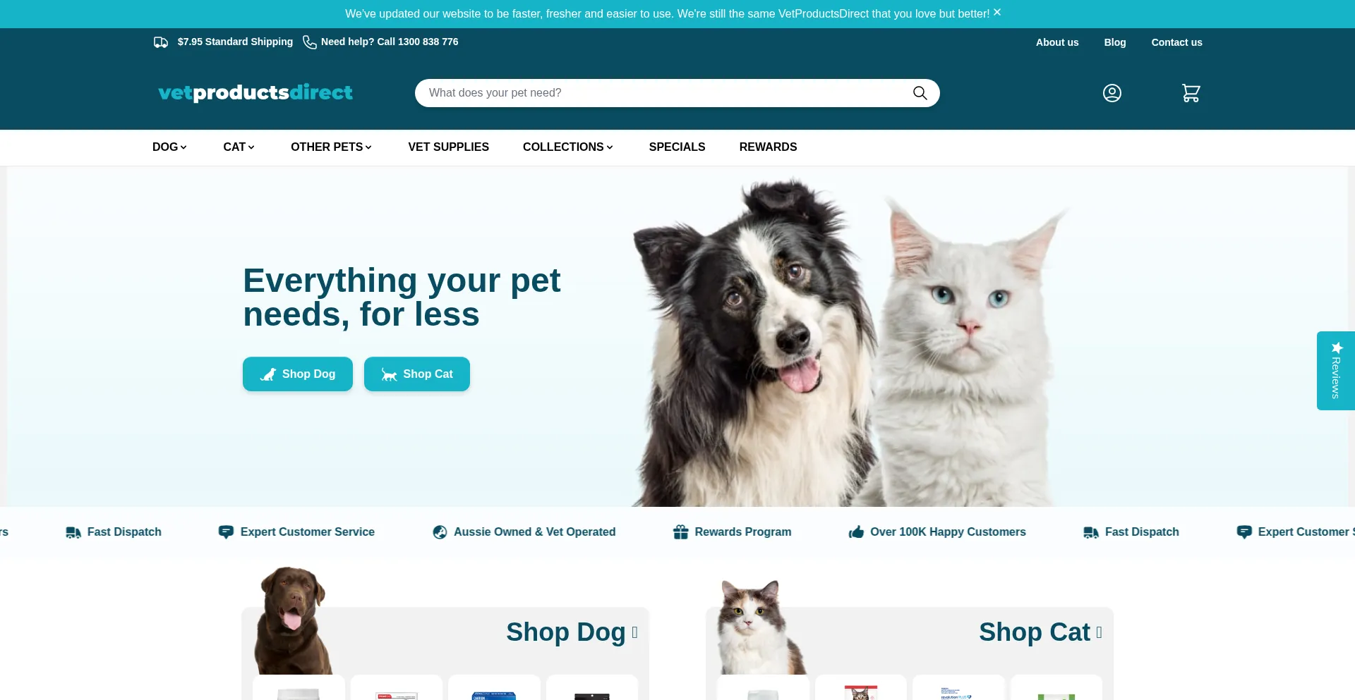 Website screenshot of Vetproductsdirect.com.au