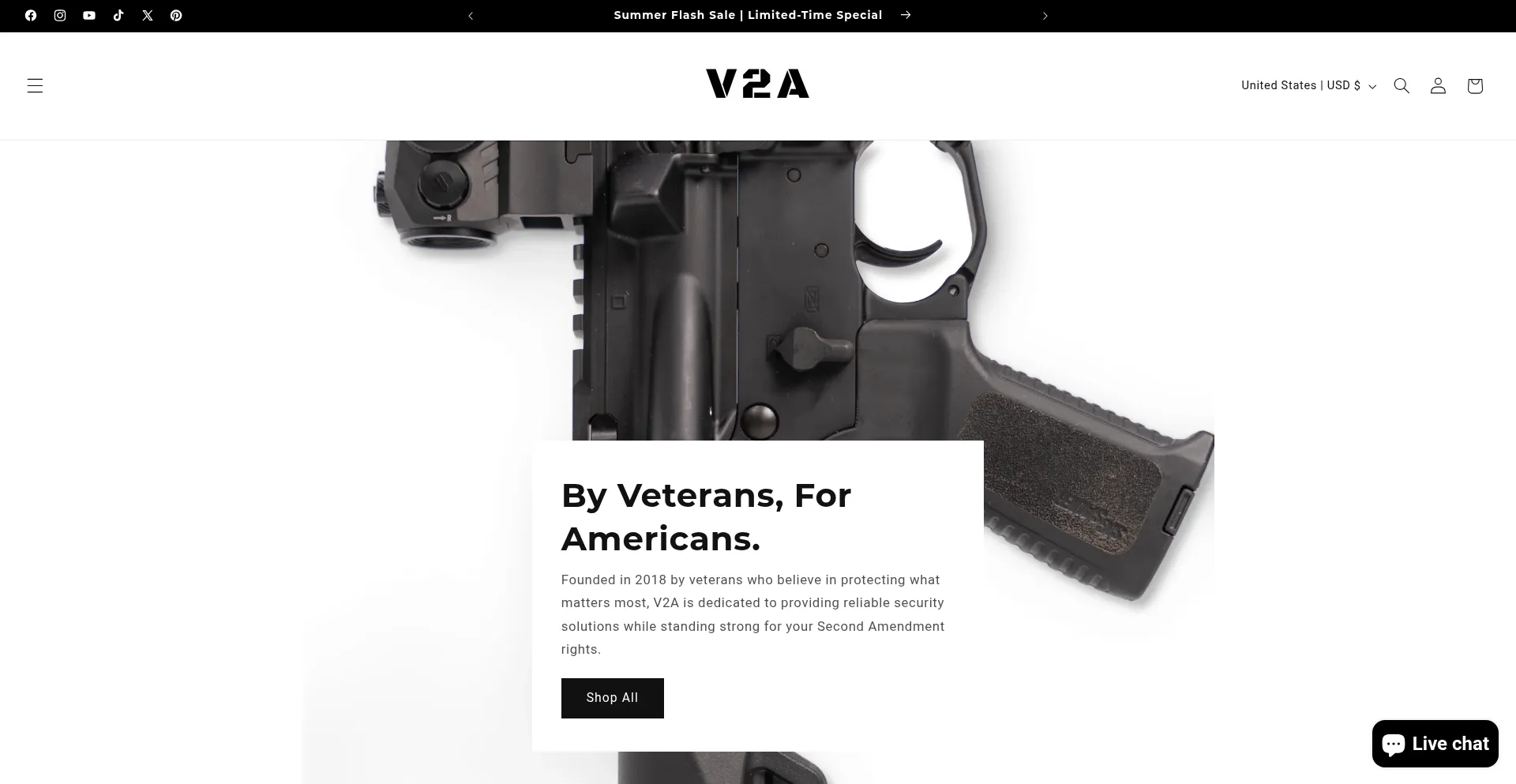 Website screenshot of Vetsfor2a.com