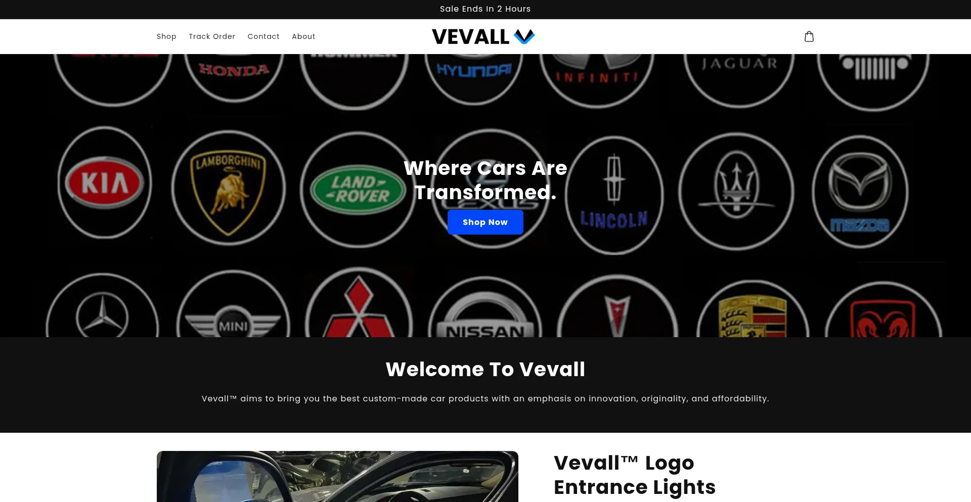 Website screenshot of Vevall.com