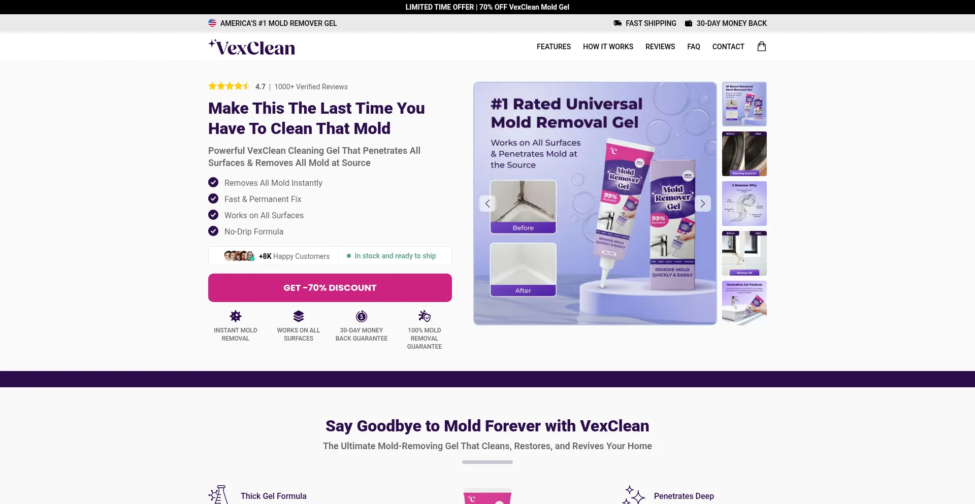 Website screenshot of Vexclean.com