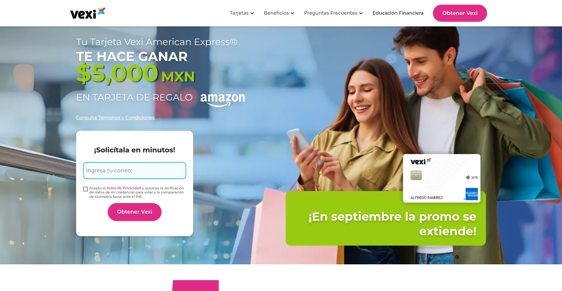 Website screenshot of Vexi.mx
