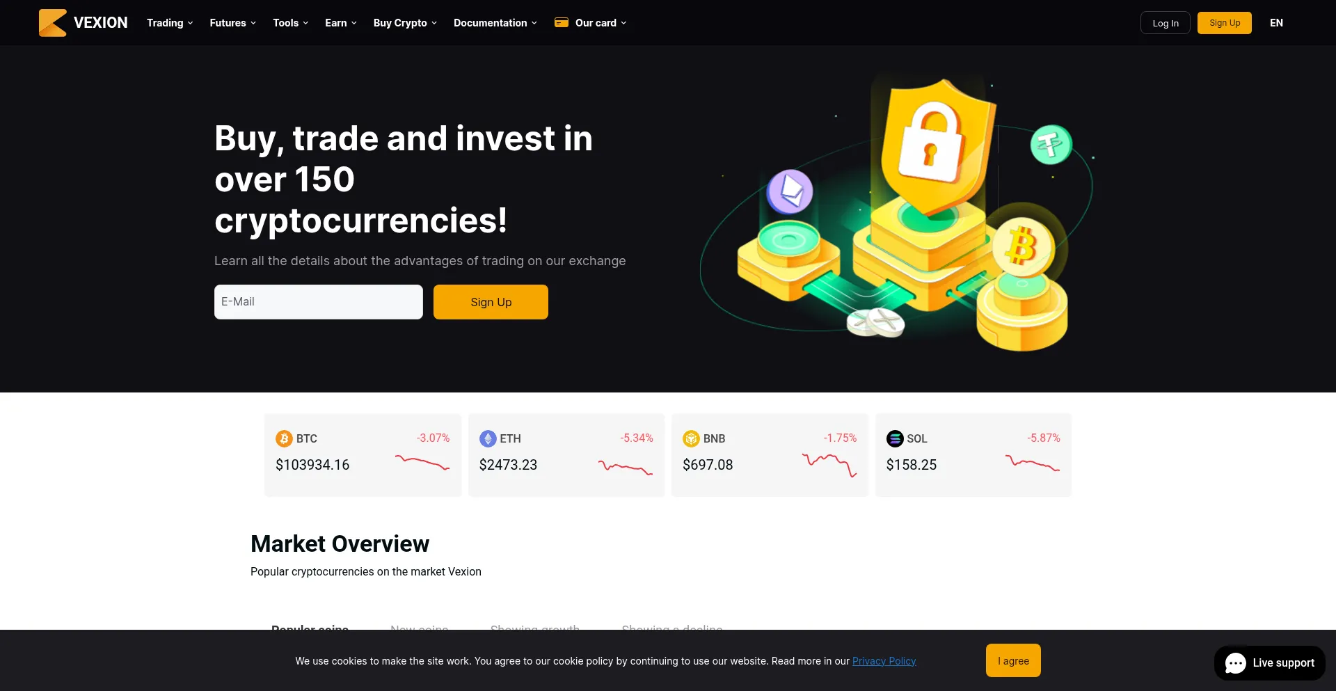 Website screenshot of Vexion.org