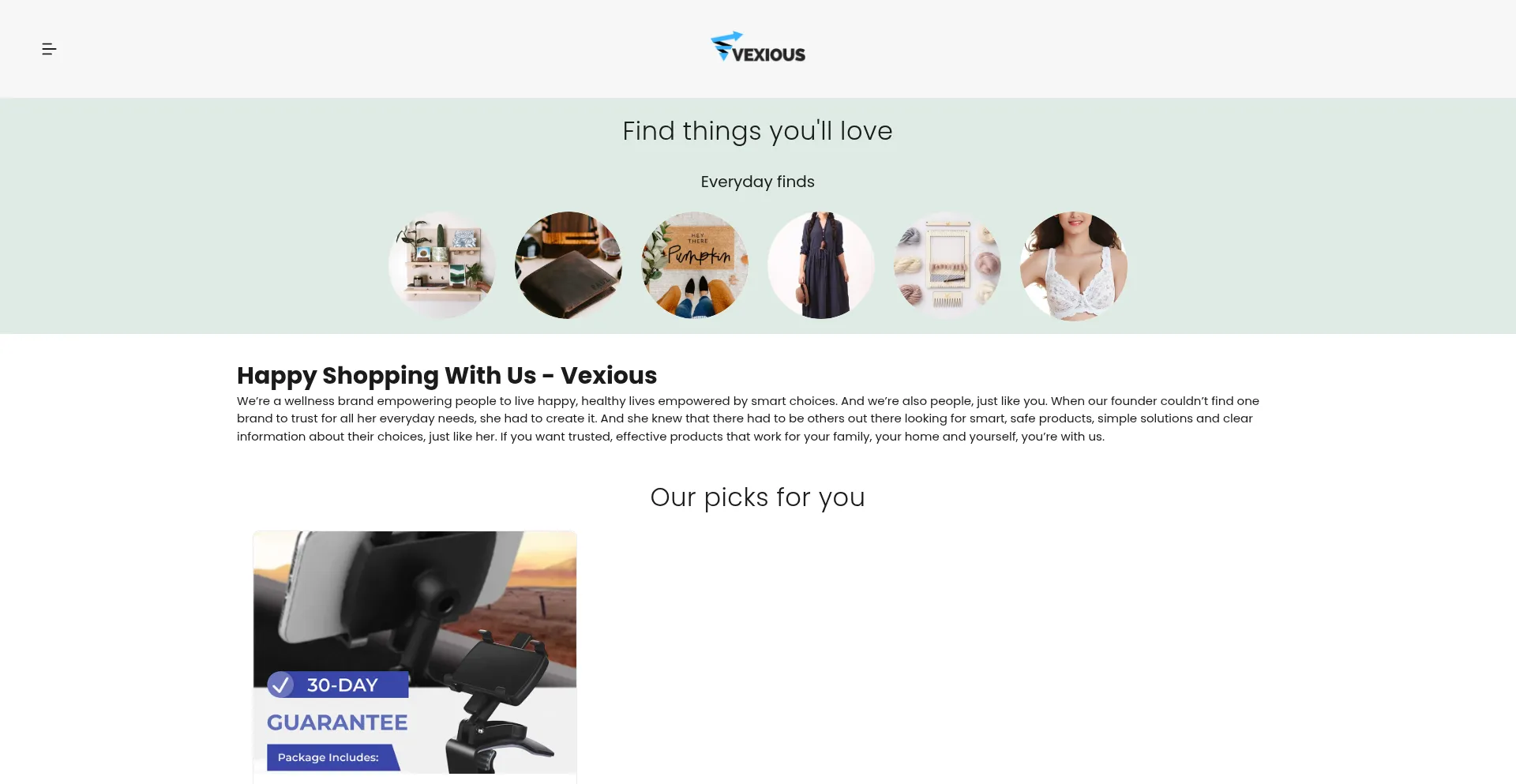 Website screenshot of Vexious.com