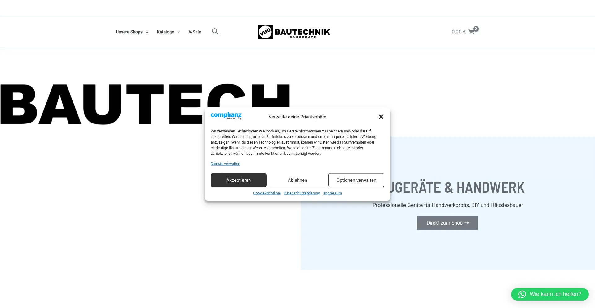 Website screenshot of Vhd-bautechnik.de