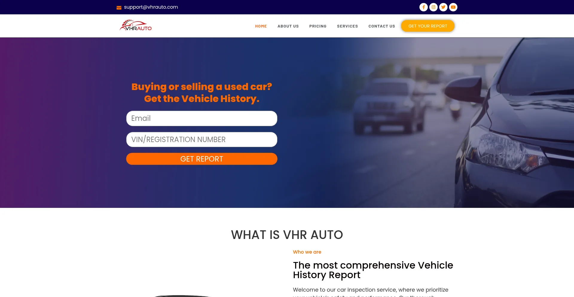 Website screenshot of Vhrauto.com
