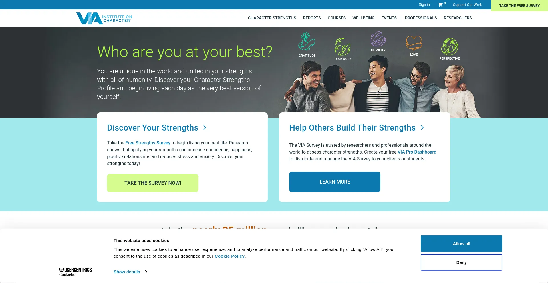 Website screenshot of Viacharacter.org