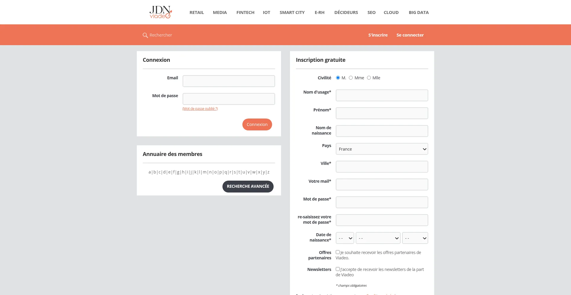 Website screenshot of Viadeo.com