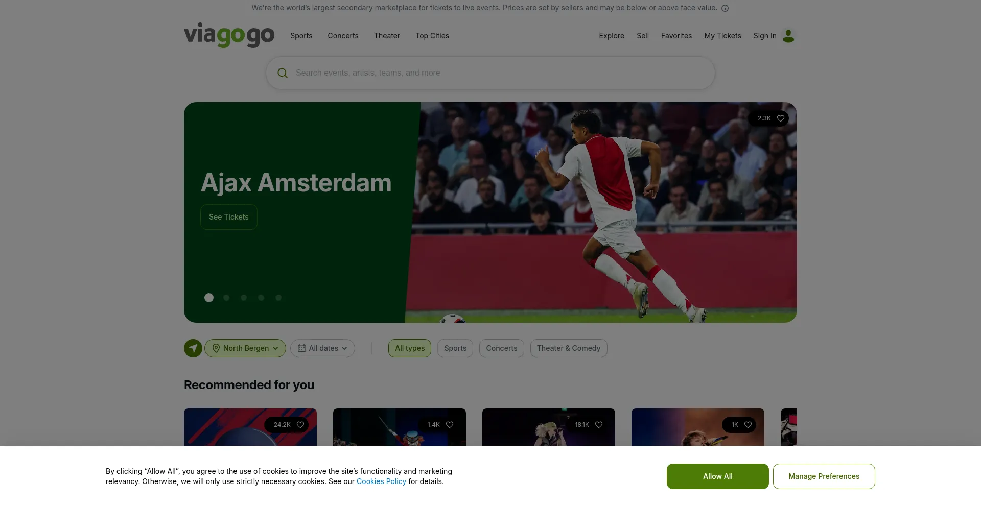 Viagogo.nl Screenshot
