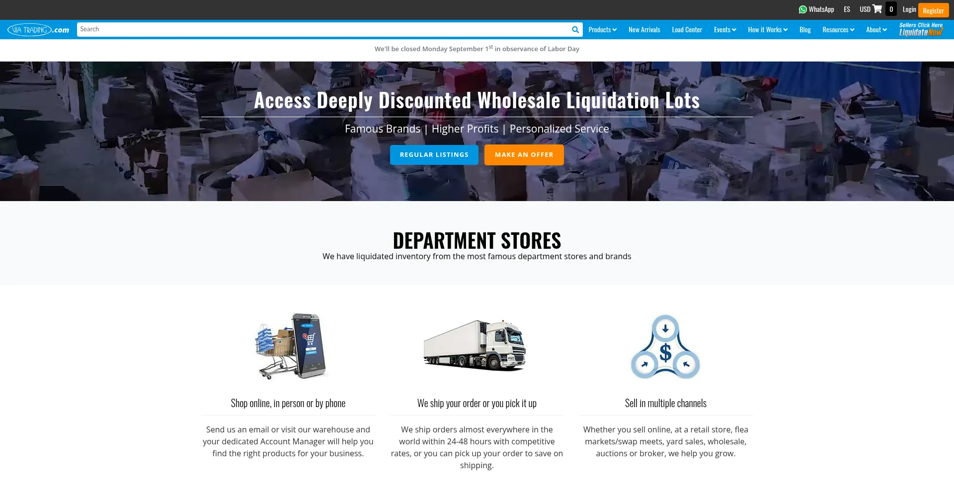 Website screenshot of Viatrading.com