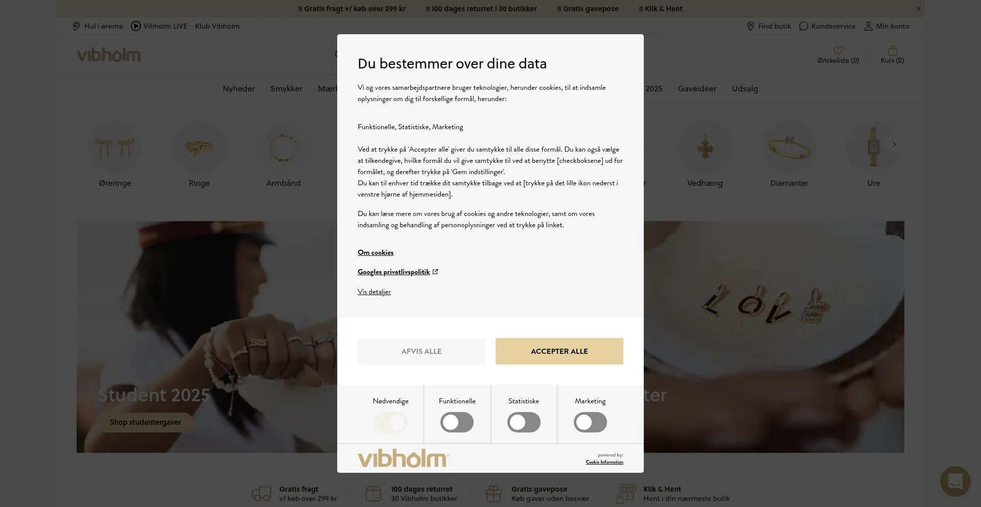Website screenshot of Vibholm.dk