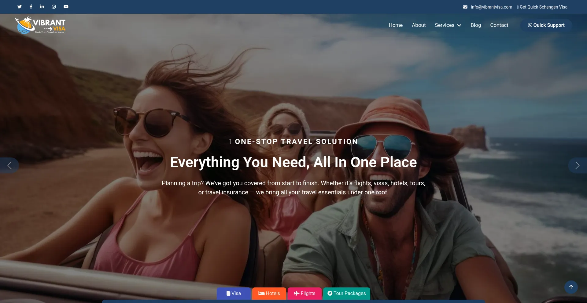 Website screenshot of Vibrantvisa.com