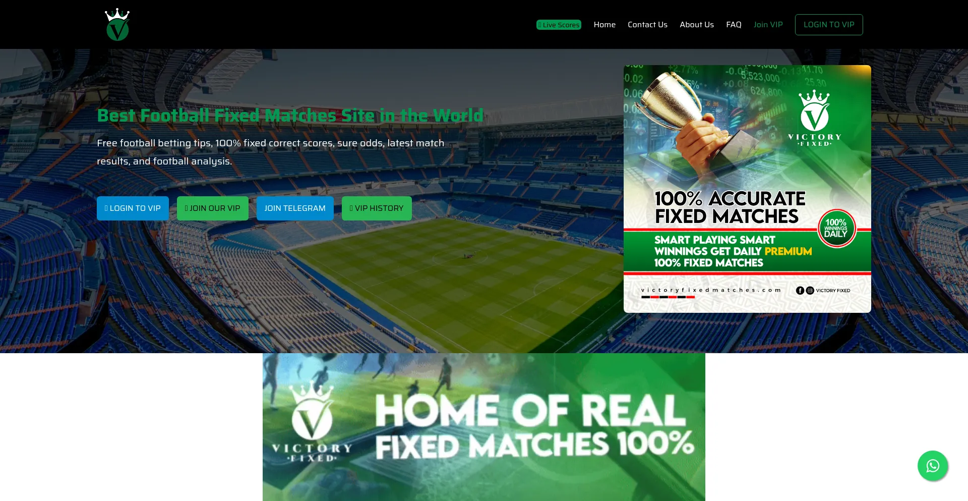 Website screenshot of Victoryfixedmatches.com