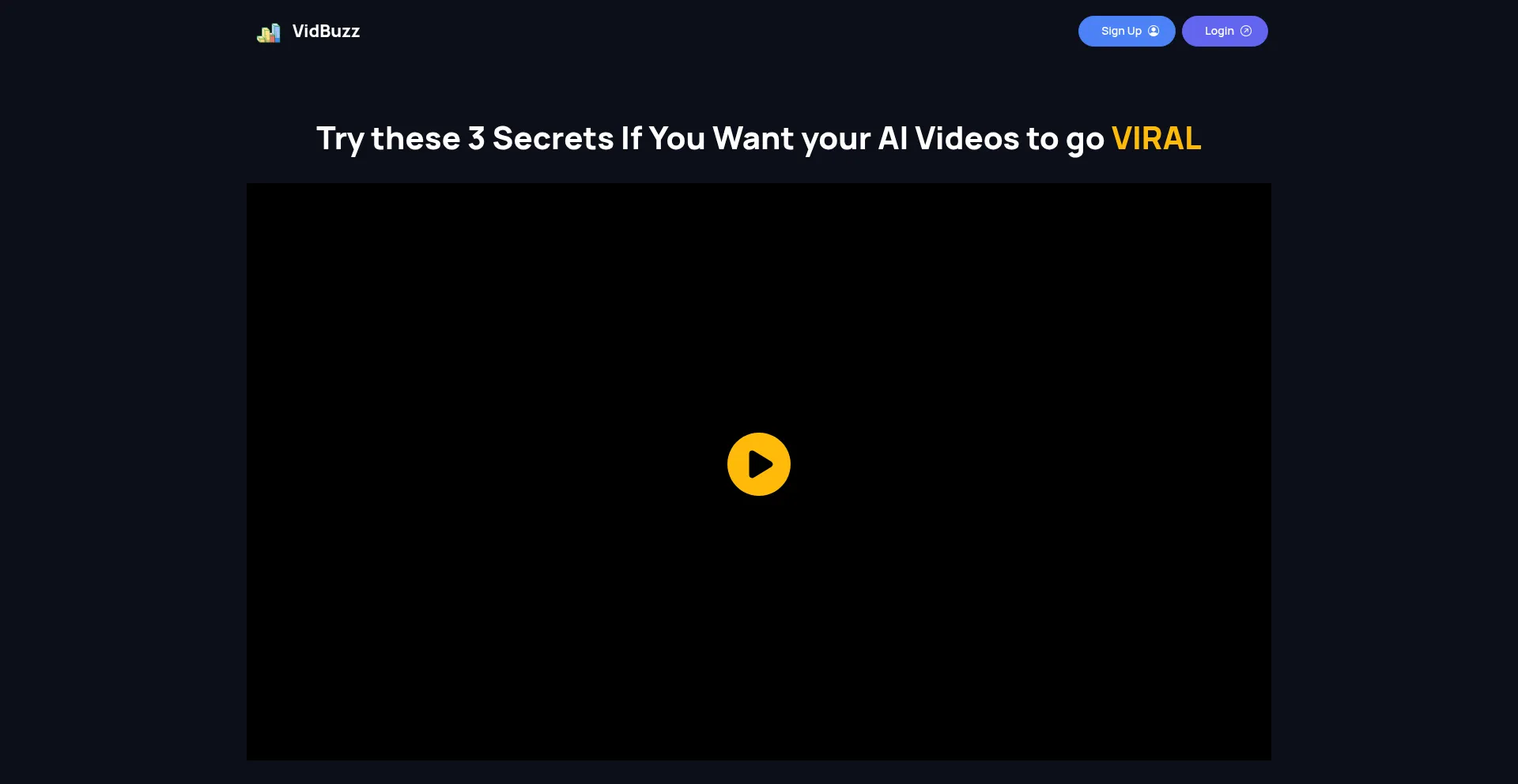Website screenshot of Vidbuzz.io