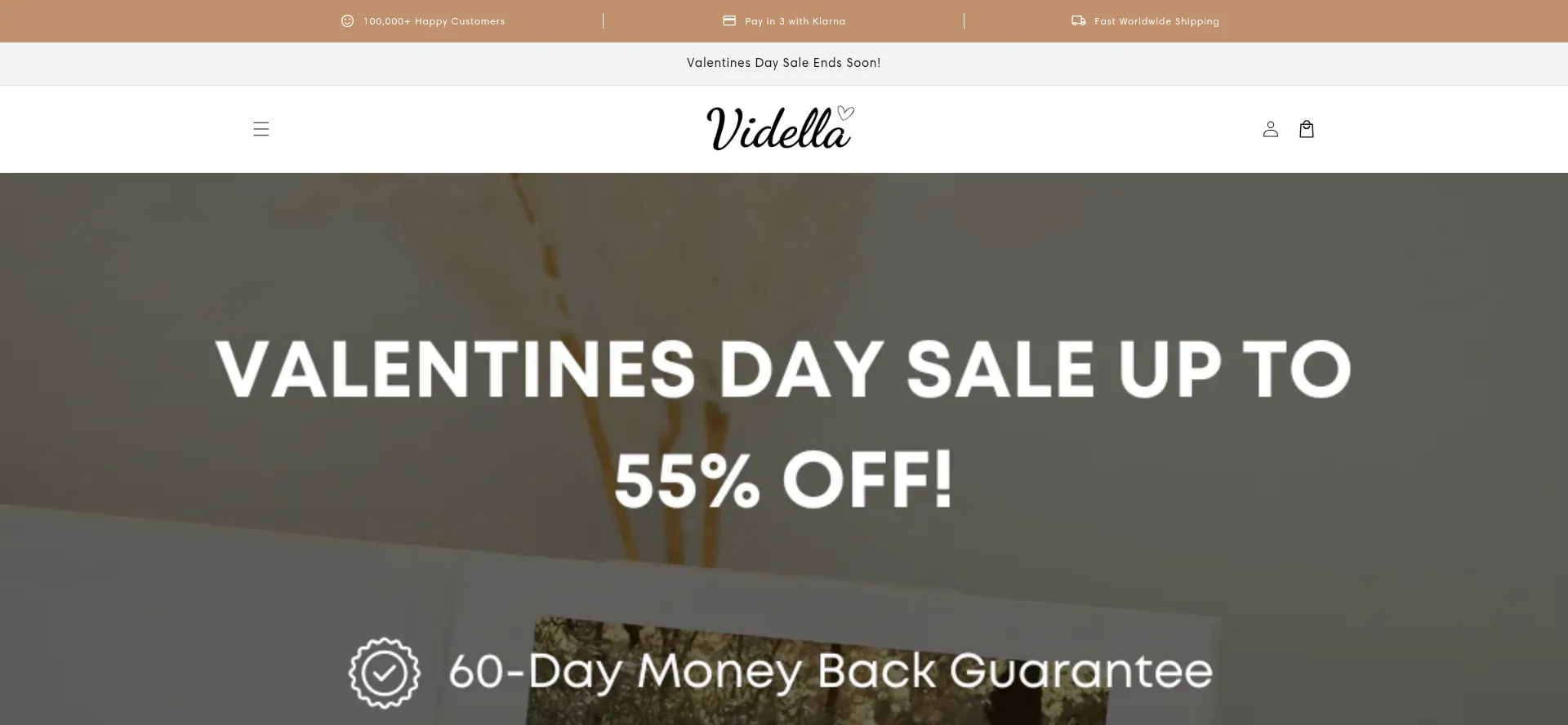 Website screenshot of Videllashop.com
