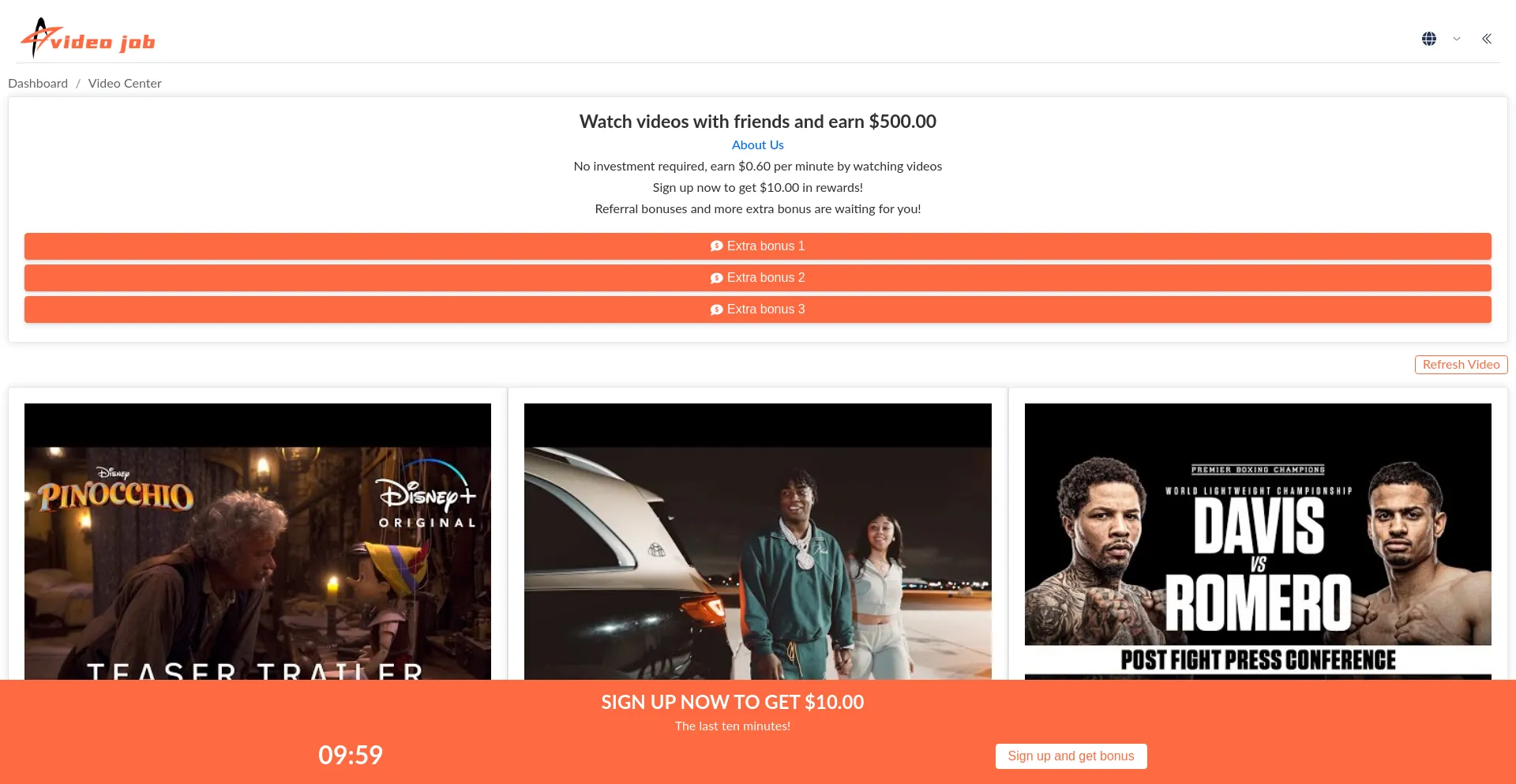 Website screenshot of Videocgbjob.top