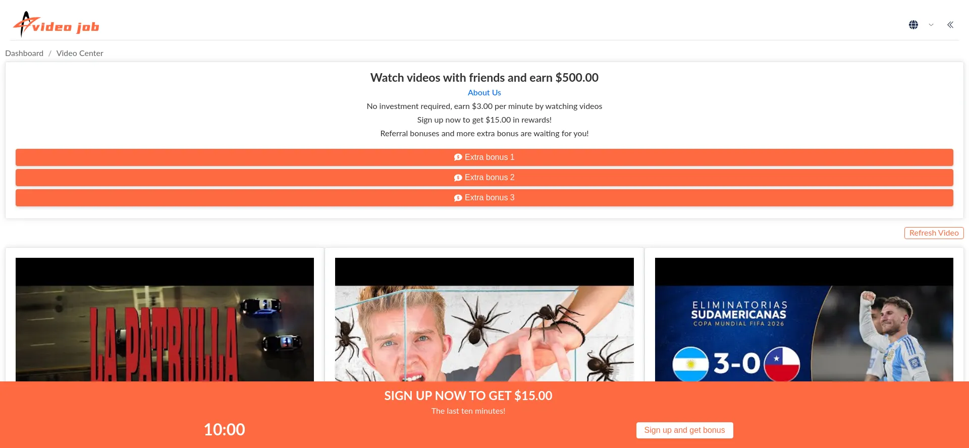 Website screenshot of Videodebjob.top