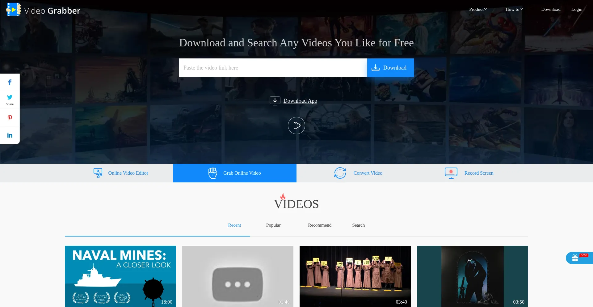 Website screenshot of Videograbber.net