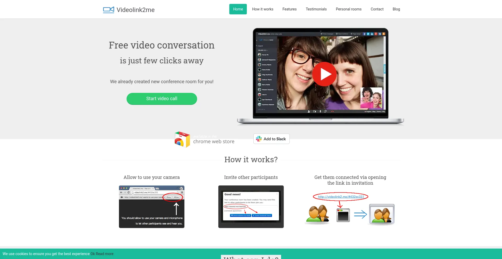 Website screenshot of Videolink2me.com