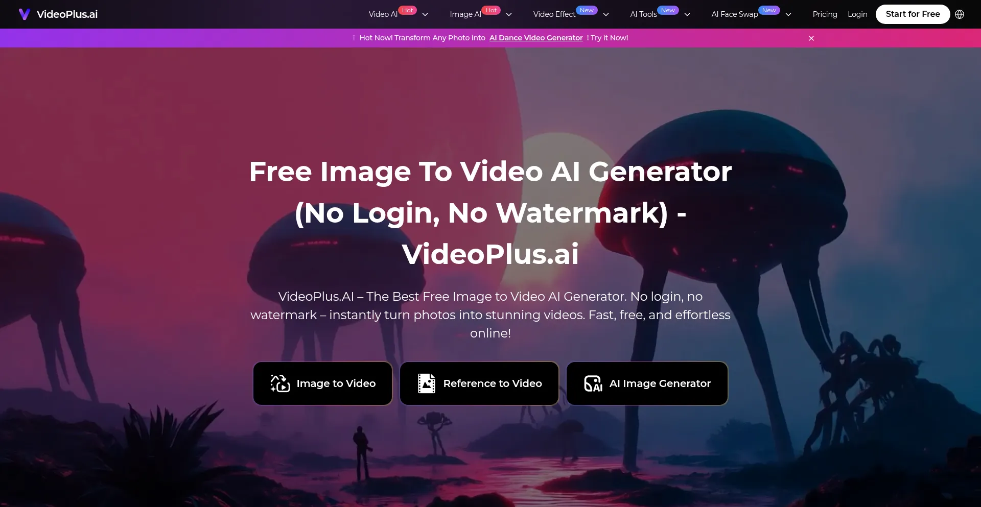 Website screenshot of Videoplus.ai