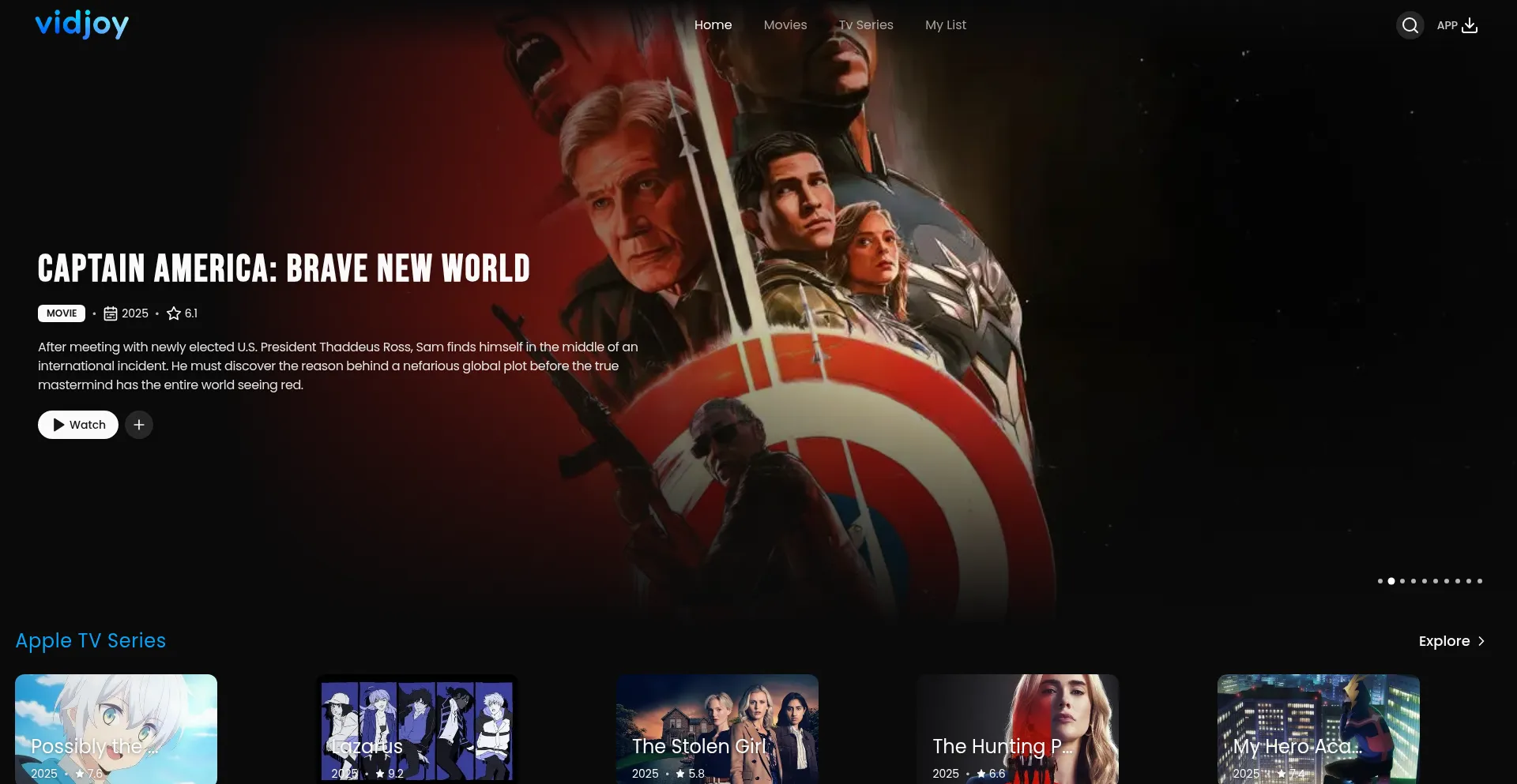 Website screenshot of Vidjoy.pro