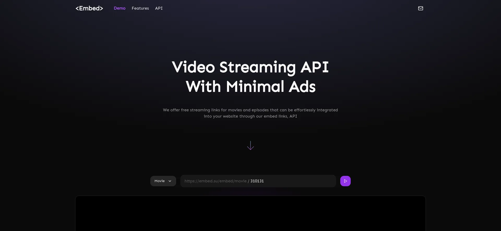 Website screenshot of Vidsrc.pro
